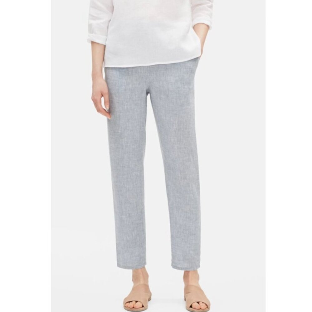 EILEEN‎ FISHER Women's EUC Organic Linen Chambray Pants S19YLO | Size PL
